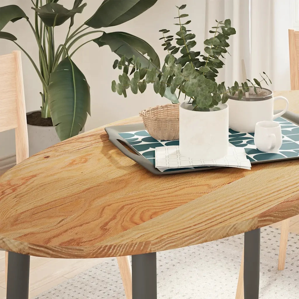 vidaXL Piano Tavolo Marrone Chiaro 120x60x2cm in Rovere Massello Ovale
