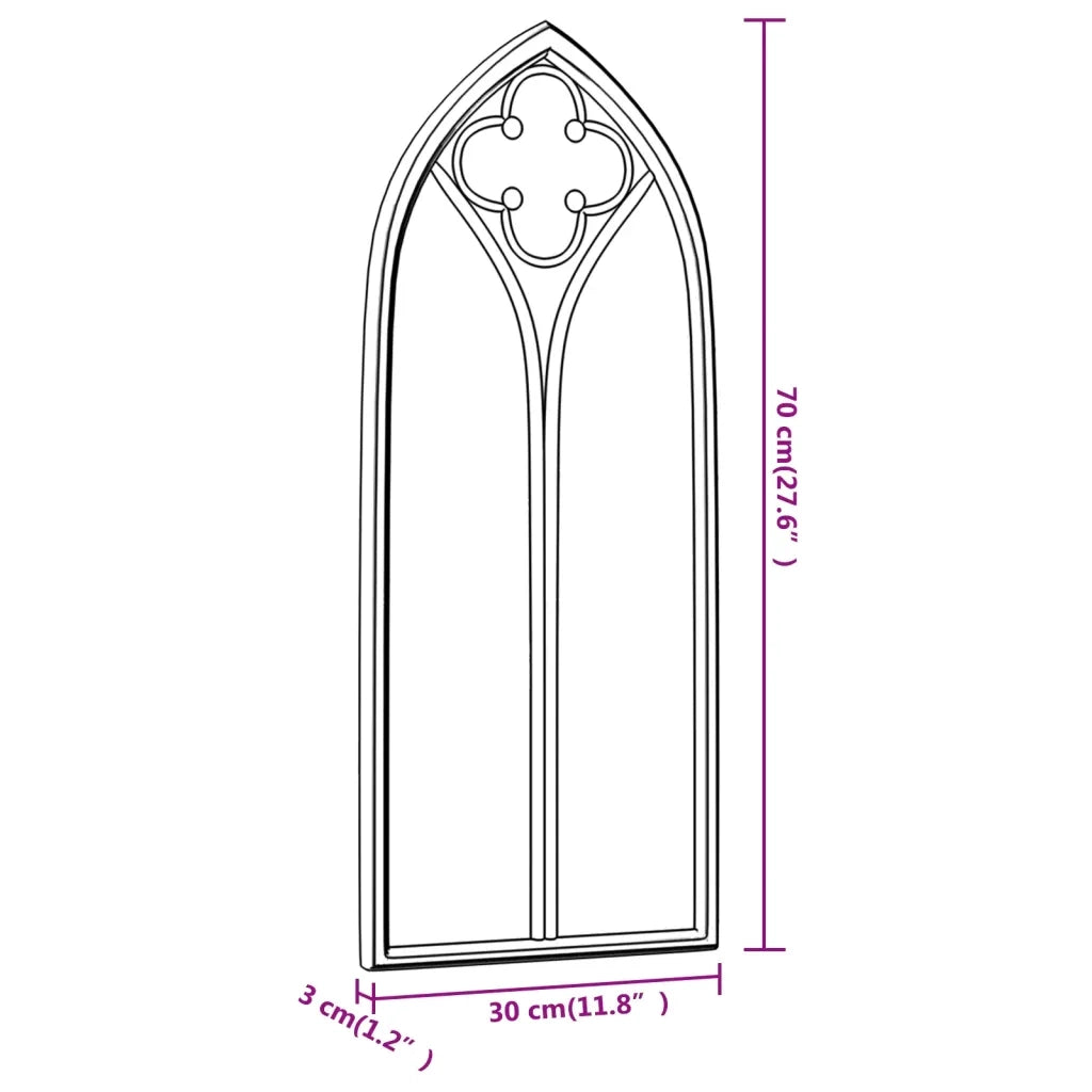 Specchio da Giardino Nero 70x30 cm in Ferro per Uso Esterno 318352