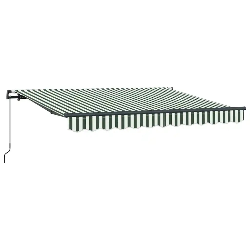 vidaXL Tenda Retrattile Verde e Bianco 350 x 200 cm