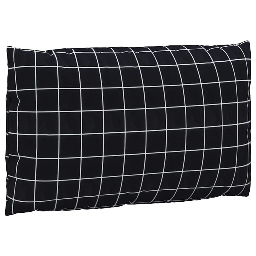 Cuscini per Pallet 3 pz Motivo a Quadri Nero in Tessuto Oxford 361786