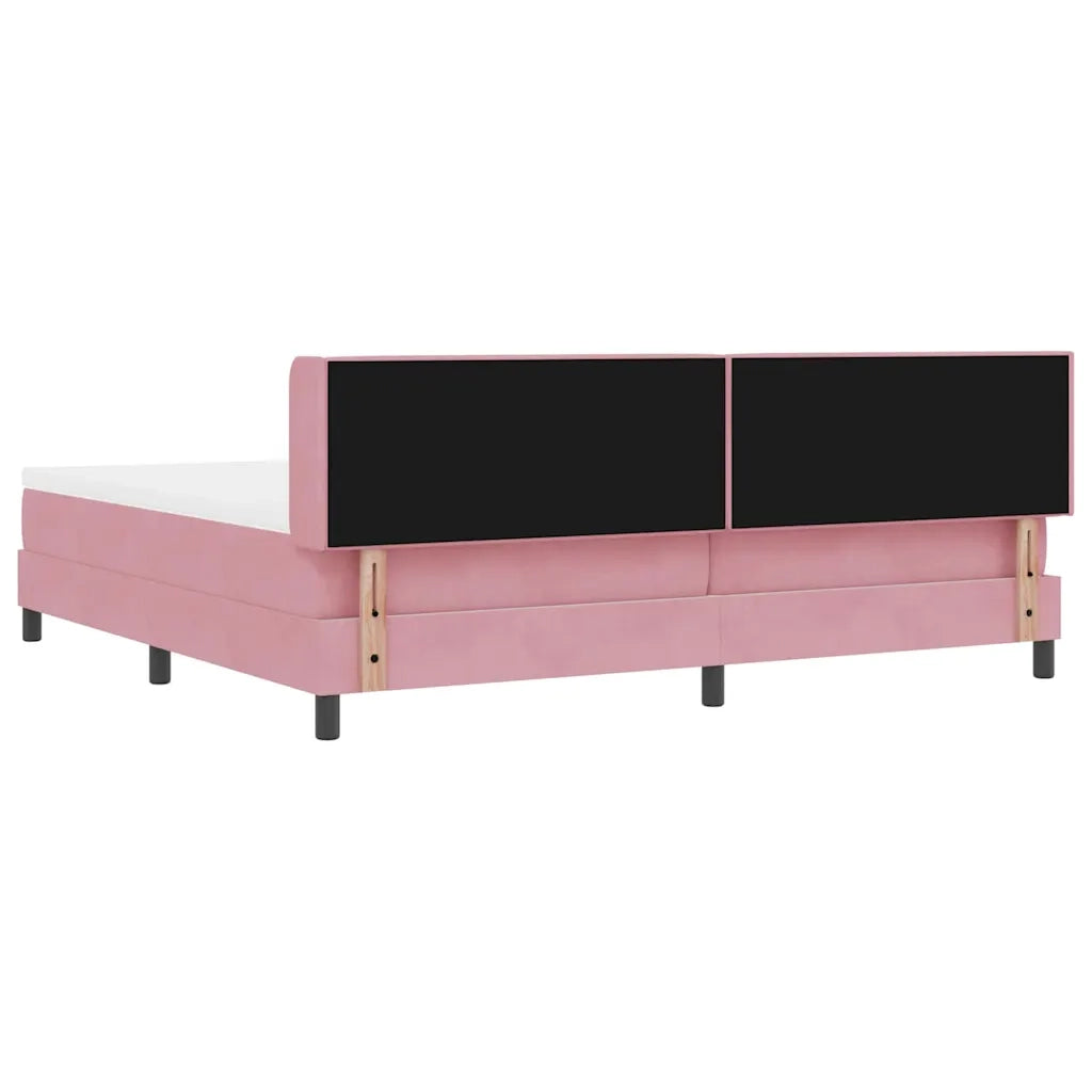Letto a molle con testiera Rosa 200 x 200 cm Velluto 3341437