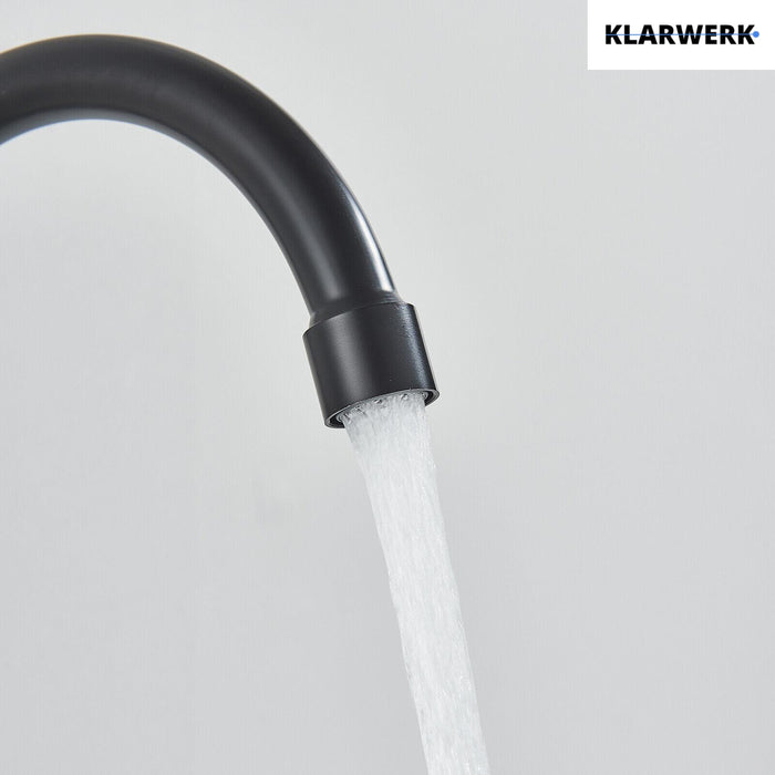 JULIE | Rubinetto miscelatore gastronomia a parete nero | professionale da cucina in acciaio inox con doccetta|Acqua rubinetto ristorante  bocca alta