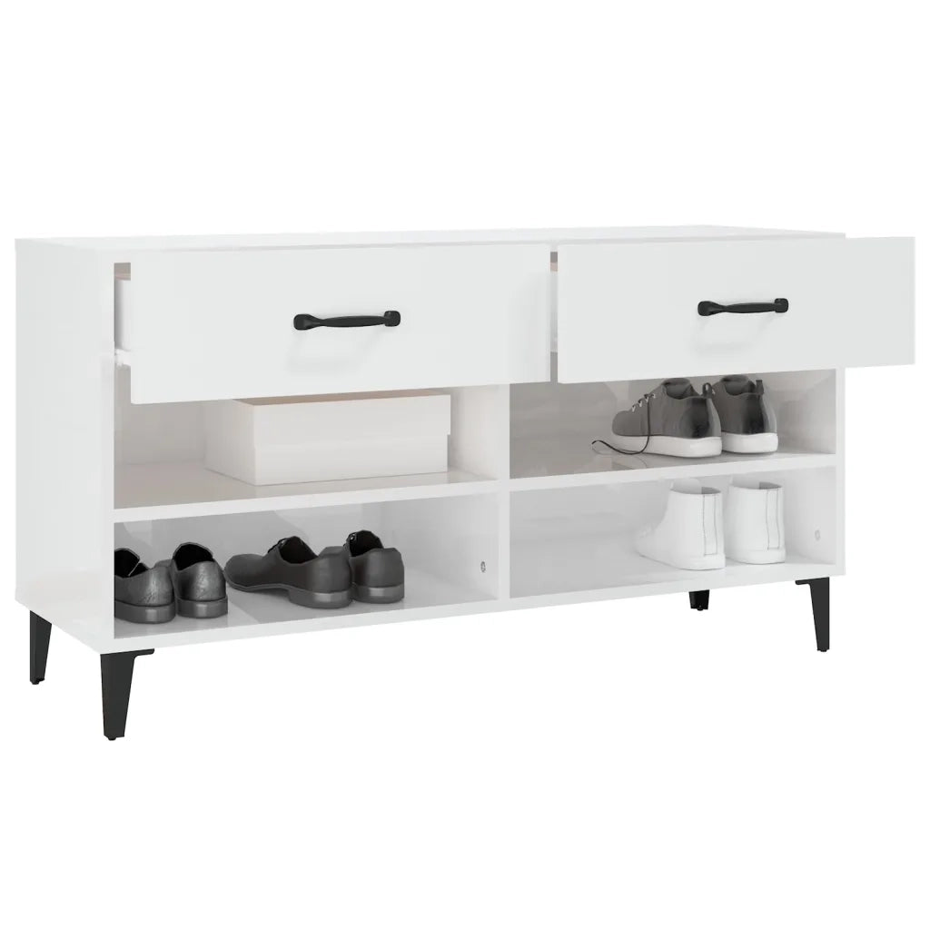 Scarpiera Bianco Lucido 102x35x55 cm in Legno Multistrato cod mxl 35307