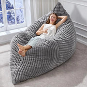 Pouf convertible in velluto a coste con funzione letto e seduta, morbido per salotto e camera, grigio chiaro