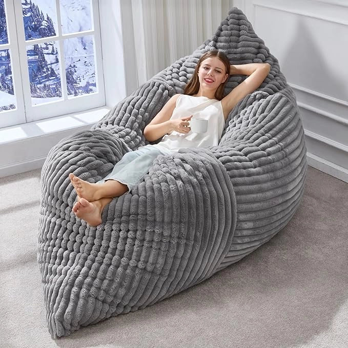 Pouf convertible in velluto a coste con funzione letto e seduta, morbido per salotto e camera, grigio chiaro