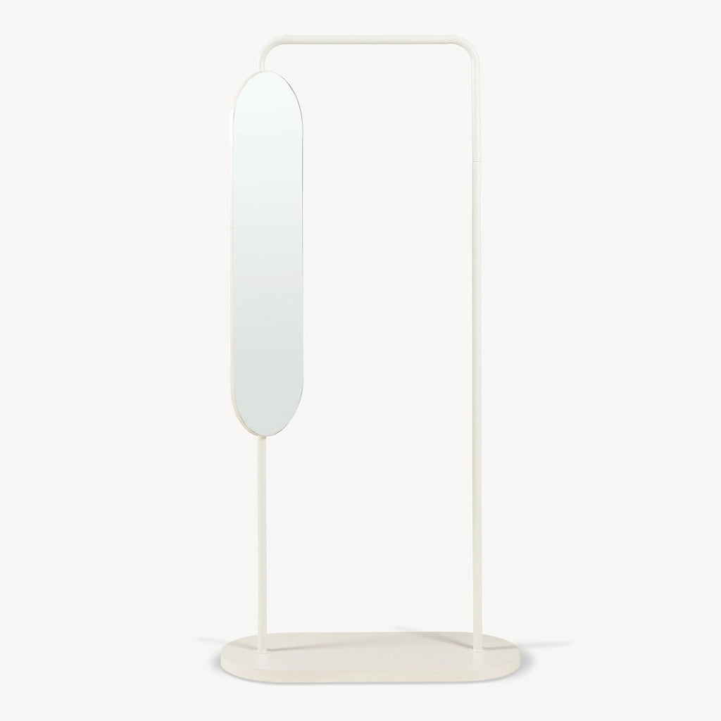 Stand Appendiabiti Vamn con Specchio Girevole 167 x 80 x 35 cm - Avena Oatmeal [en.casa]
