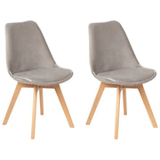 Set di 2 sedie da pranzo con rivestimento in velluto taupe gambe in legno eleganti design moderno