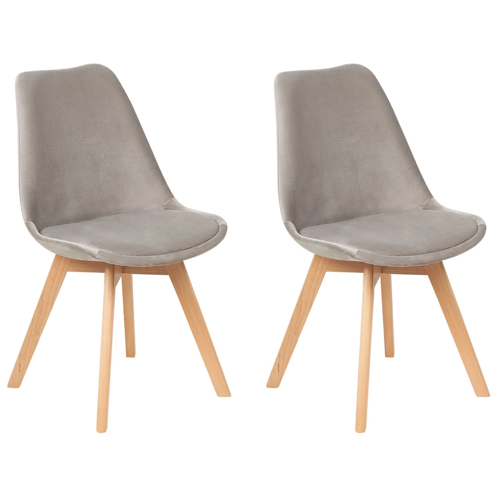 Set di 2 sedie da pranzo con rivestimento in velluto taupe gambe in legno eleganti design moderno