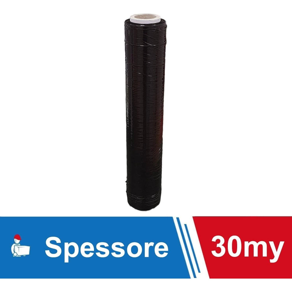 Trade Shop - Film Estensibile Pellicola Nera Rotolo Manuale Per Imballaggi 160mx23myx50cm -