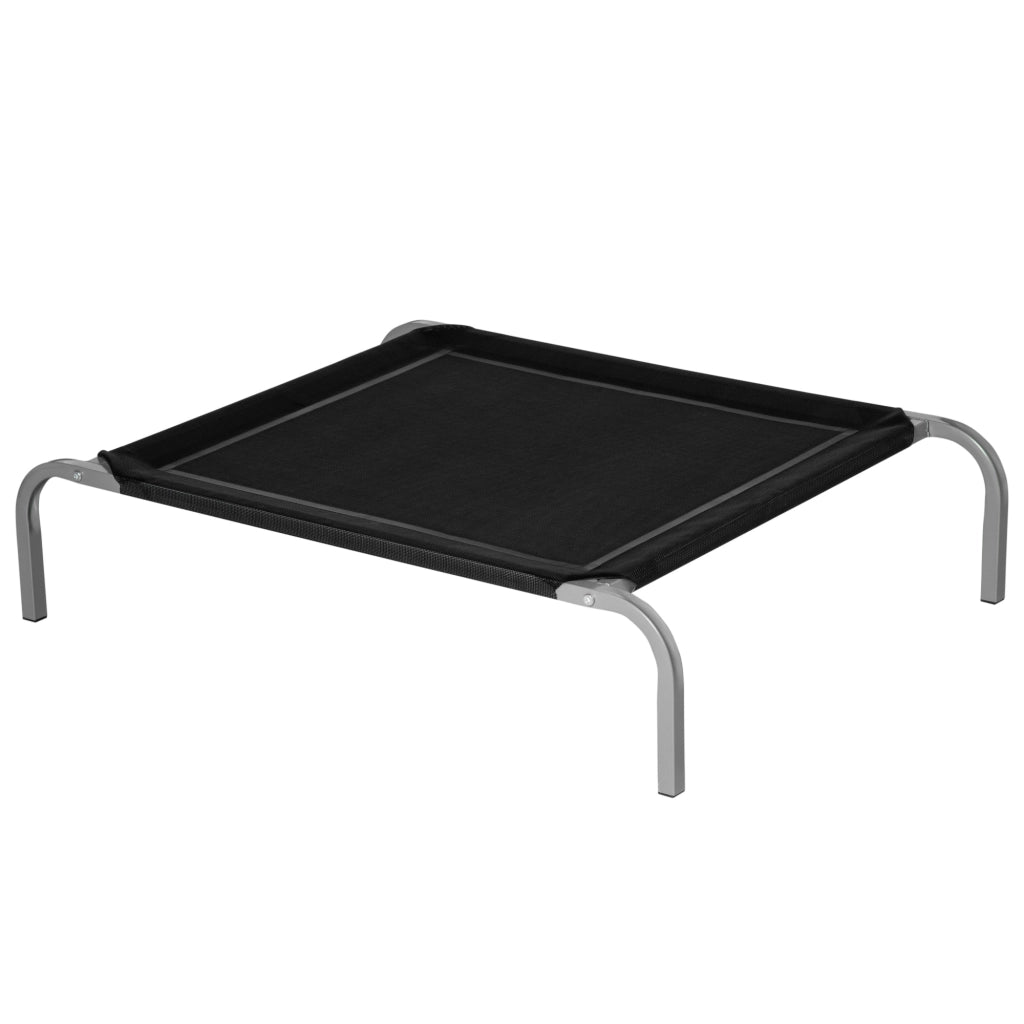 Lettino per Cani Rialzato ¨C Zephmum ¨C Nero e Argento, Metallo e Tessuto, 90x65x20