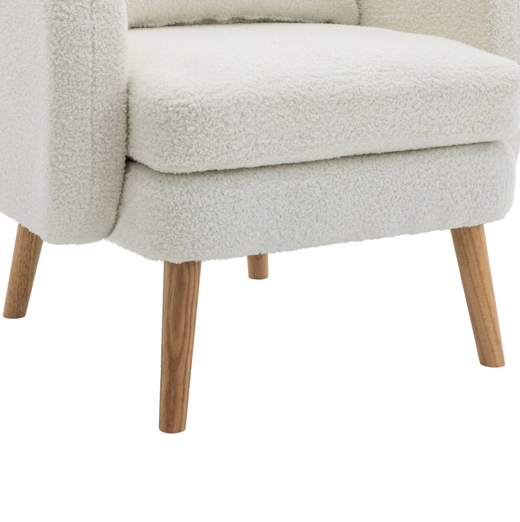 Poltrona singola in teddy con cuscino; bianco; 71 x 72 x 71 cm