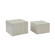Set di 2 tavolini quadrati con effetto marmo, bianco