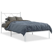 Letto singolo | Letto per adulti | Giroletto con Testiera Metallo Bianco 90x200 cm