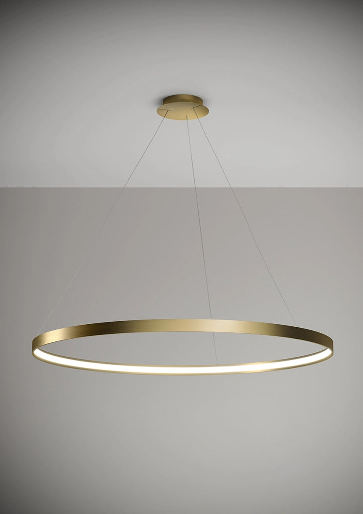 ANELLO LAMPADARIO A SOSPENSIONE ORO SPAZZOLATO DIAM.109cm 3000K 4258LM 65W