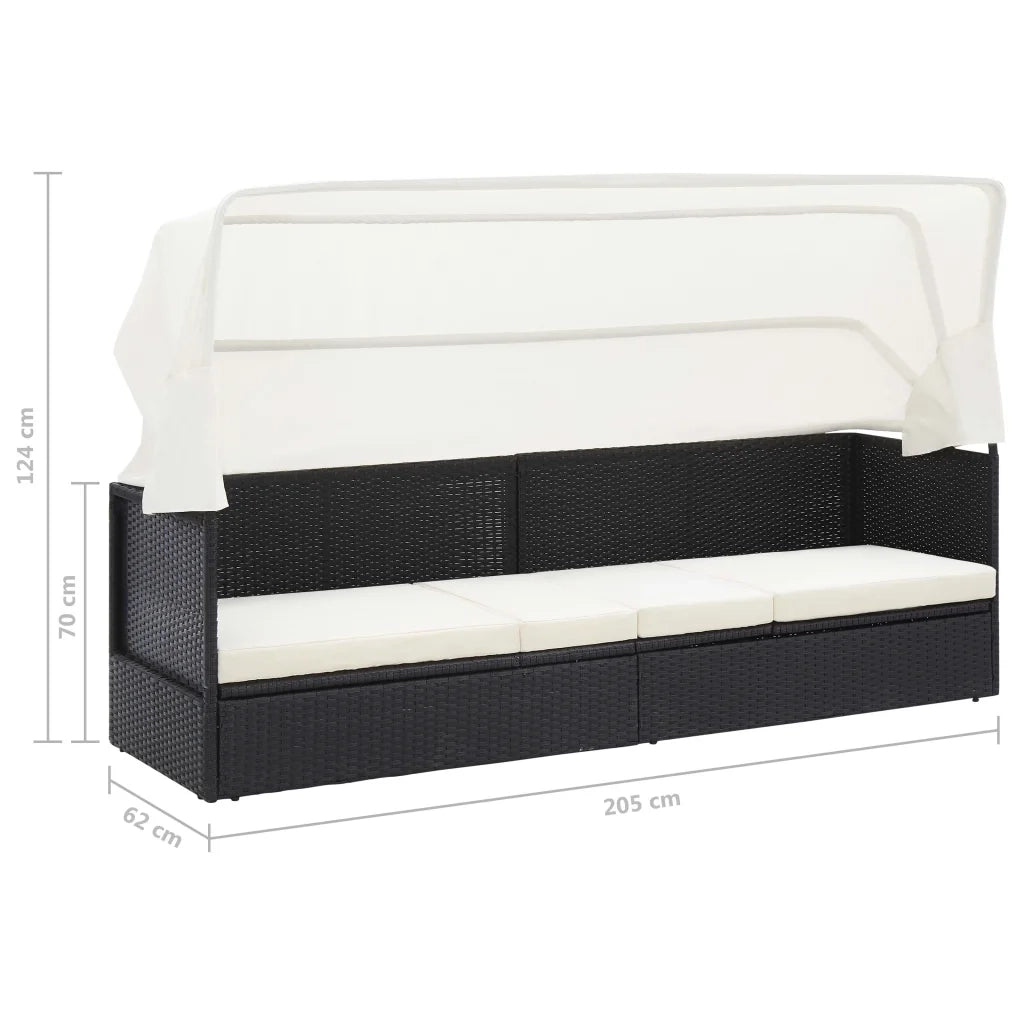 Divano da Giardino con Tettoia in Polyrattan Nero  cod mxl 13336