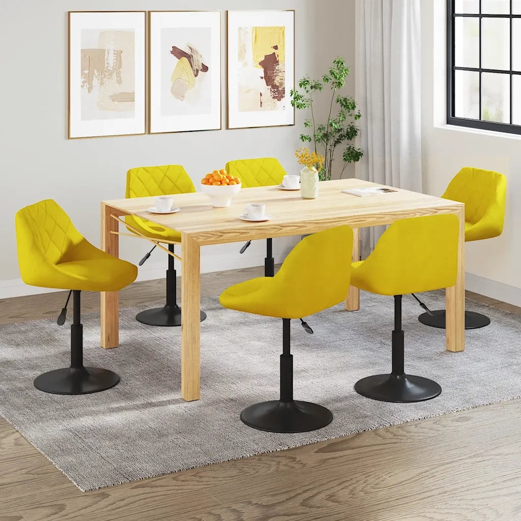 Sedie da Pranzo Girevoli 6 pz Giallo Senape in Velluto 3088809