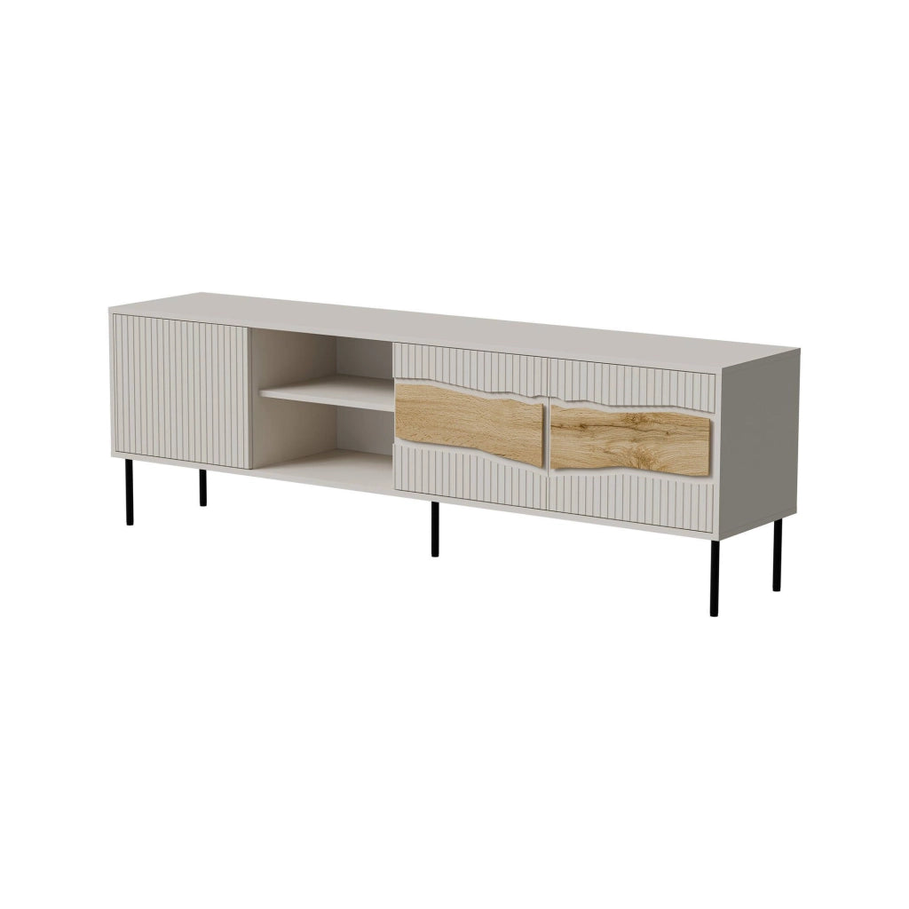 Luvinate, Mobile Porta tv 2 Ripiani, 190x40x61.5h cm Beige