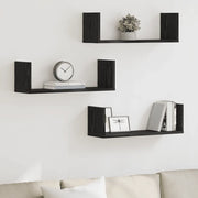 vidaXL Mensole da Parete 3pz Rovere Nero 58x18x18 cm in Truciolato