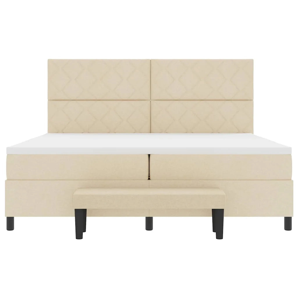 Letto a molle con testiera Crema 200 x 200 cm Tessuto 3344175