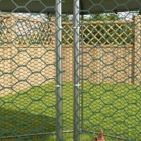 Recinto per Galline con Tetto e Porta Bloccabile in Acciaio per 10-15 Animali, 4x3.5x2.6m