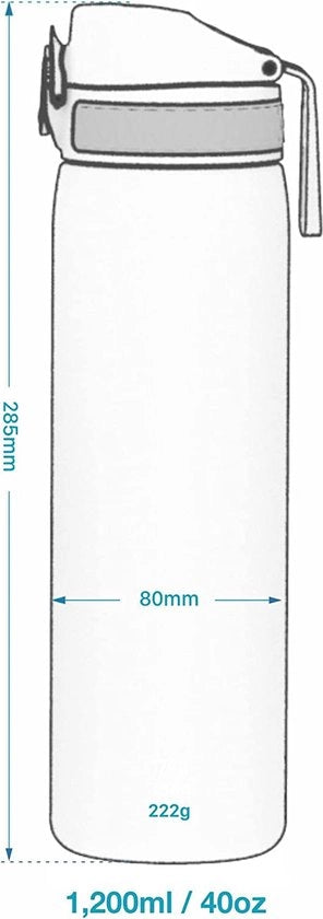 Fiasco Acqua di Acciaio Inossidabile 1 Litro - Duraturo e Facile da Aprire, 1200ml (40oz)