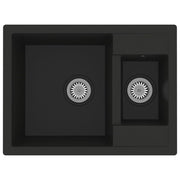 Lavello da cucina e due lavabi con foro troppopieno 58 x 44 cm granito nero 02_0002405
