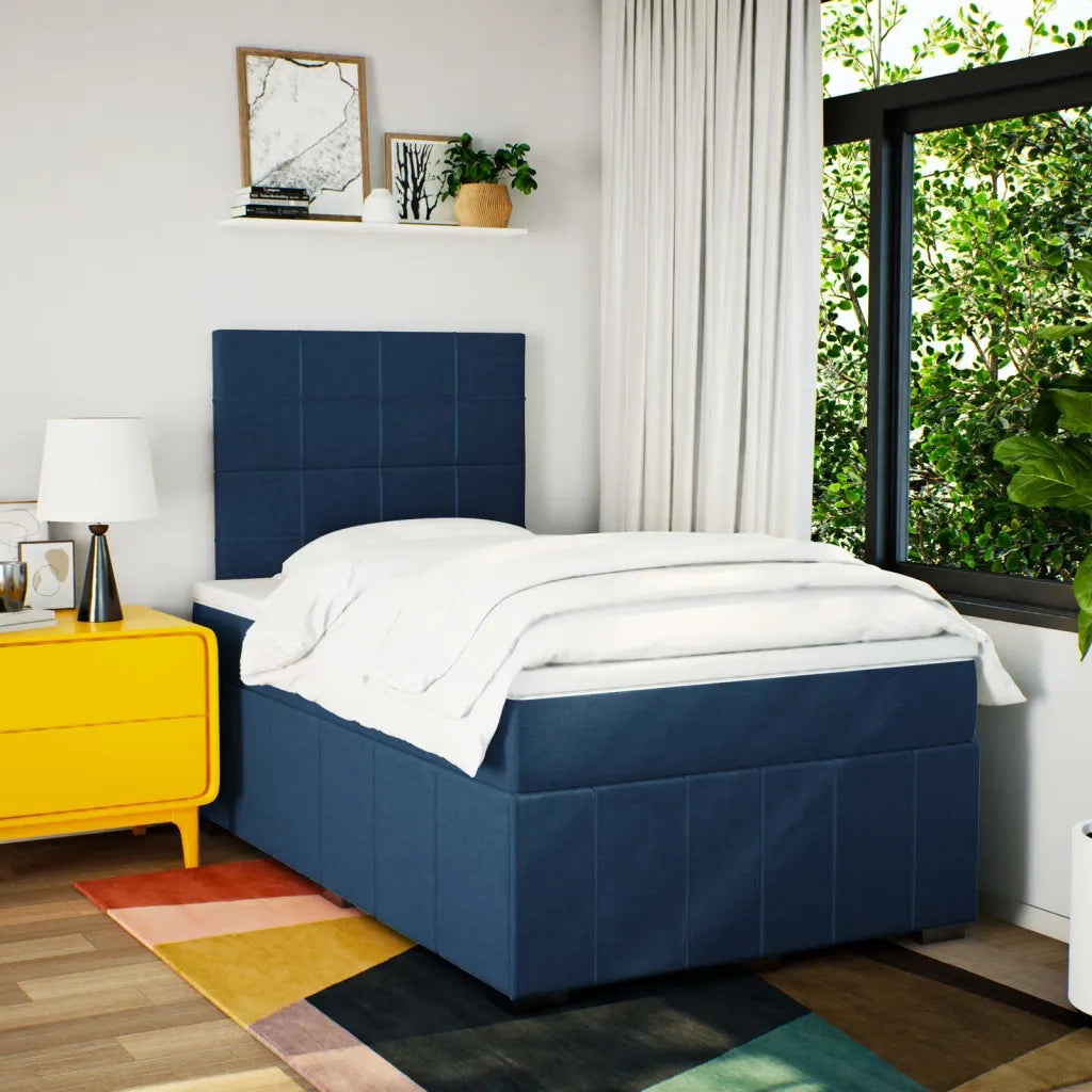 vidaXL Giroletto a Molle con Materasso Blu 120x200 cm in Tessuto