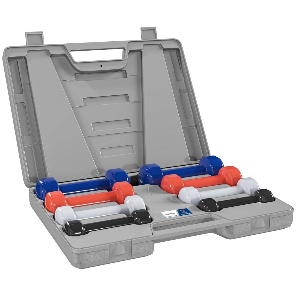 Set manubri 10 Kg ¨C zephmum ¨C 4 coppie 0.5/1/1.5/2 Kg con valigetta metallo PU
