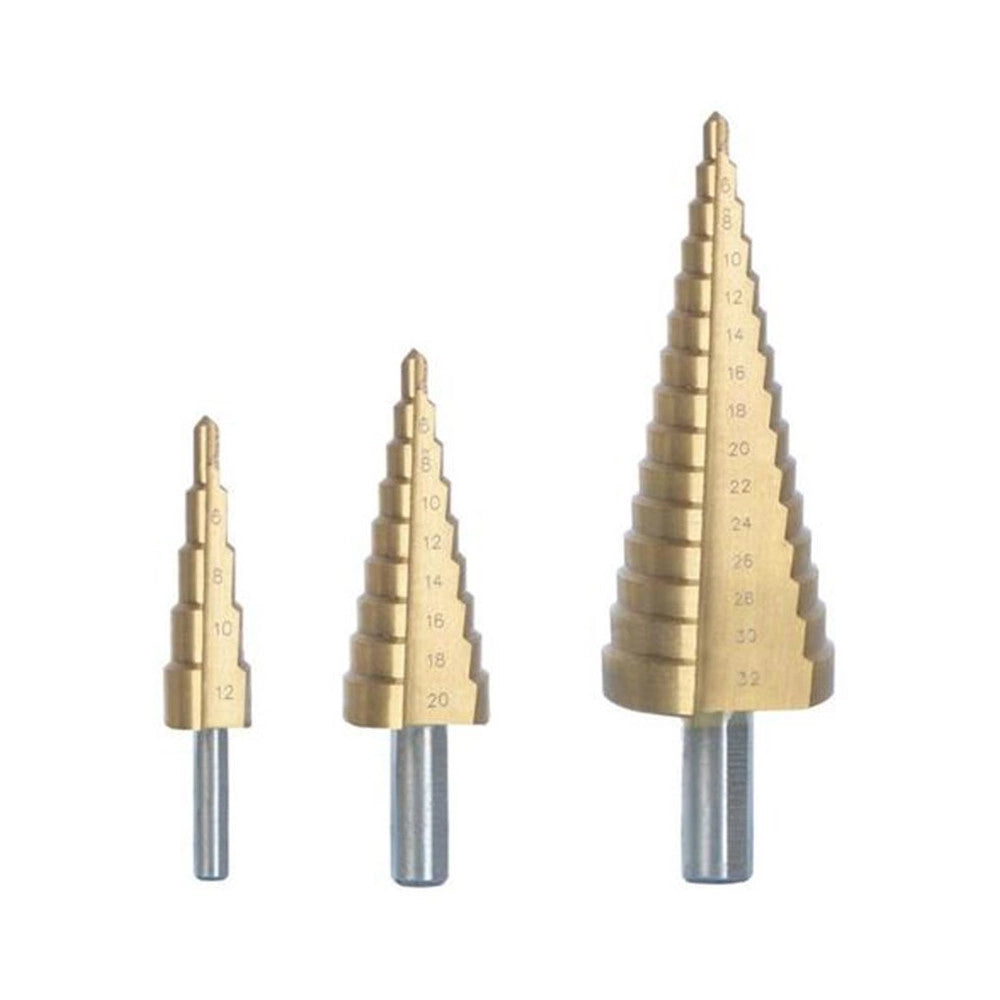 Ribimex set 3 punte frese a scalini hss per legno acciaio plastica