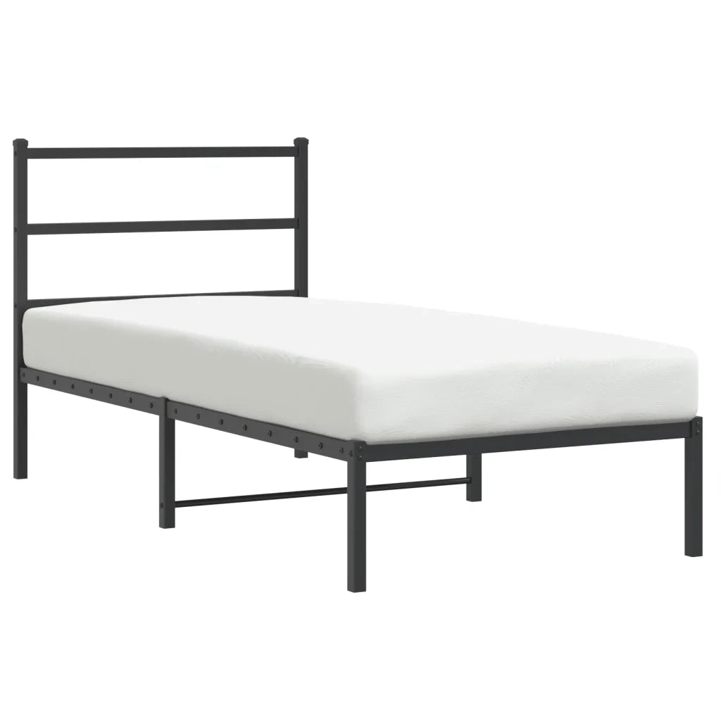Giroletto con Testiera-Struttura Letto con testiera in Metallo Nero 90x190 cm 722257