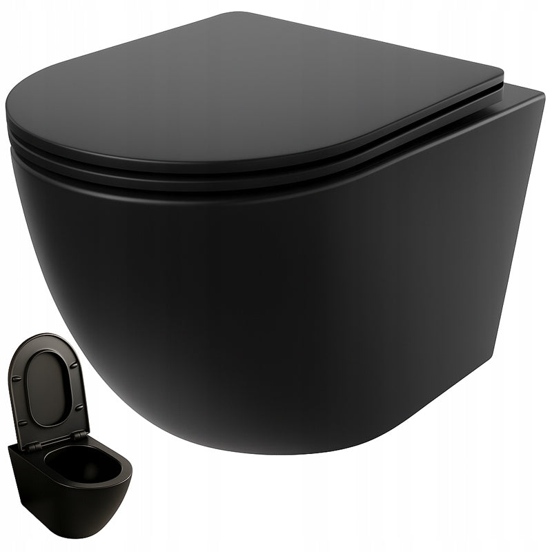 WC NERO SENZA BORDO SEDILE A CADUTA LIBERA DUROPLAST SCARICO A VORTEX