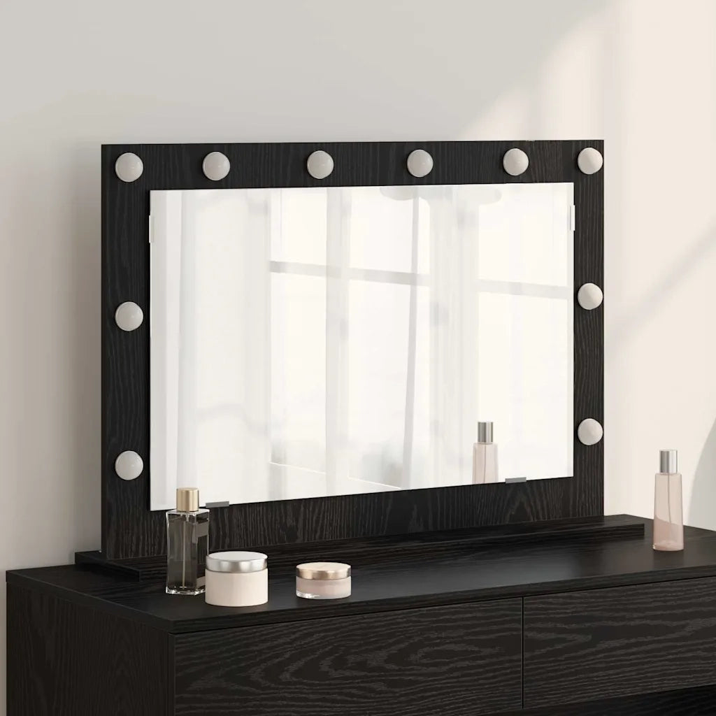 Specchio da Vanità Rettangolare Rovere Nero 80 x 15 x 18 cm 868294