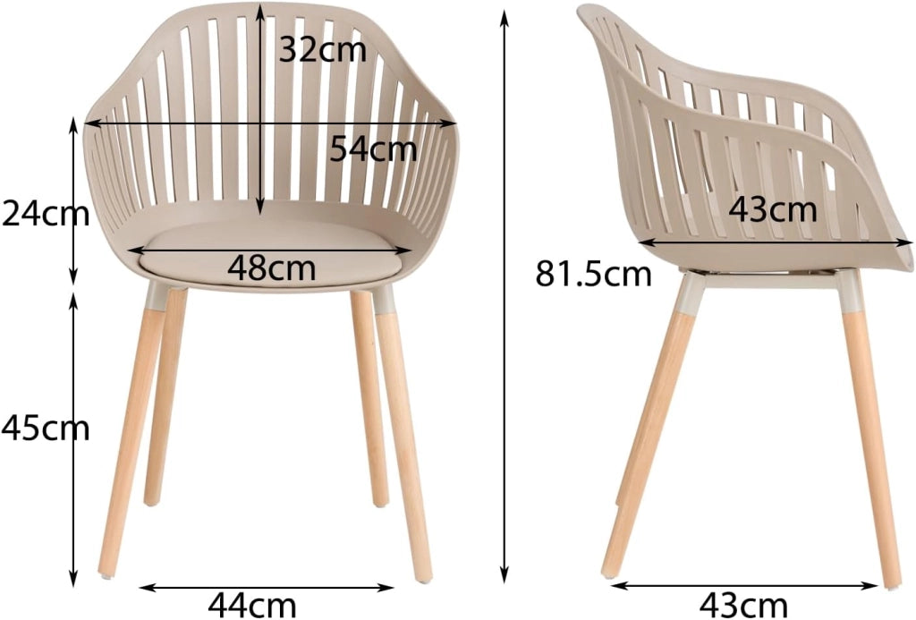 GrandCA HOME Set di 8 Sedie da Pranzo Moderne, Sedie da Cucina con Braccioli e Cuscini di Seduta, Schienale Verticale Cavo e Gambe in Legno per Soggiorno, Balcone, Ufficio - Cachi-mt