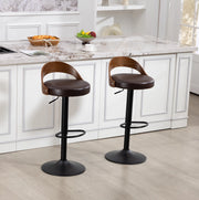 Set 2 sgabelli da bar girevoli regolabili in altezza 62-83 cm in PU marrone con struttura nera