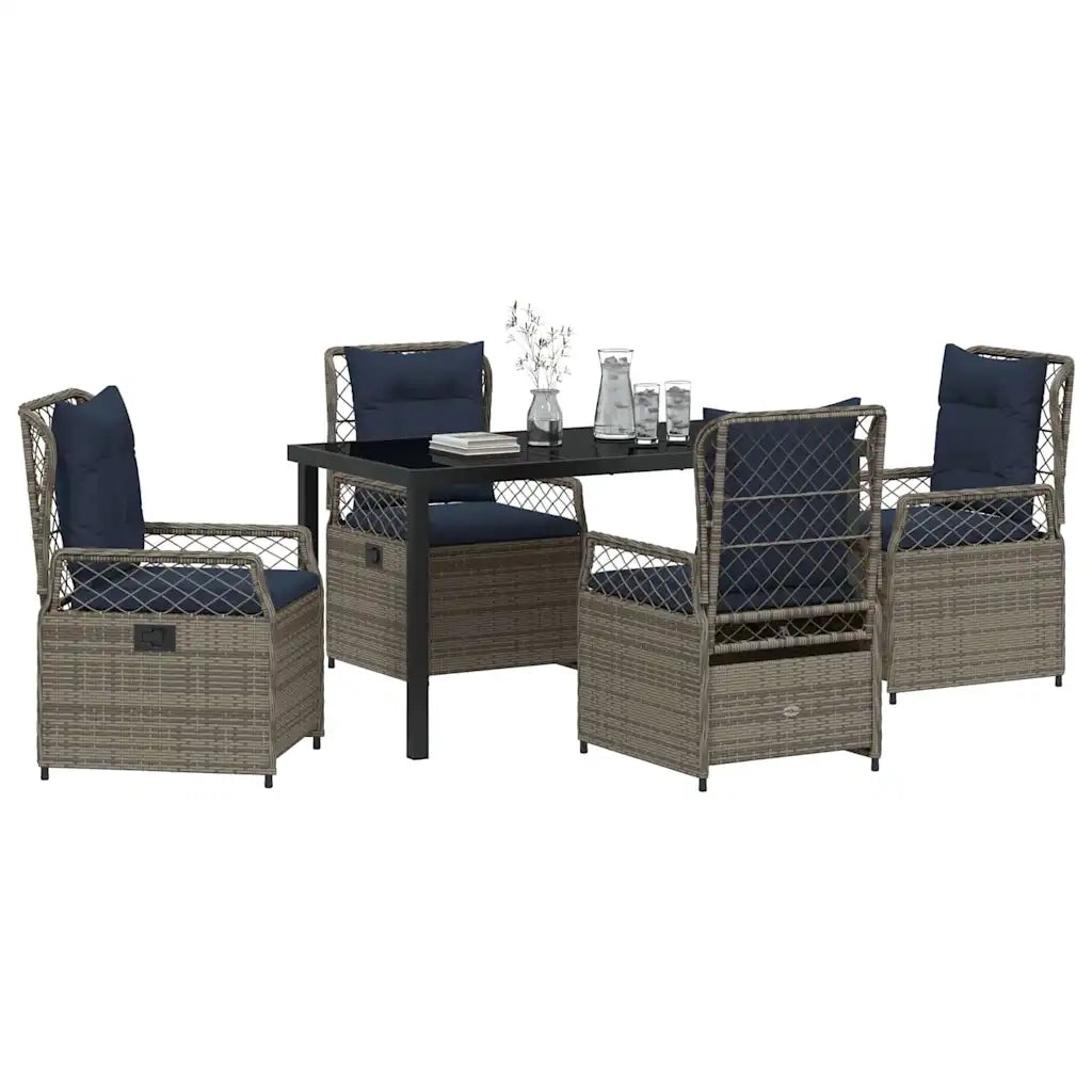 Set da Pranzo per Giardino 5 pcs Grigio polyrattan 3381053