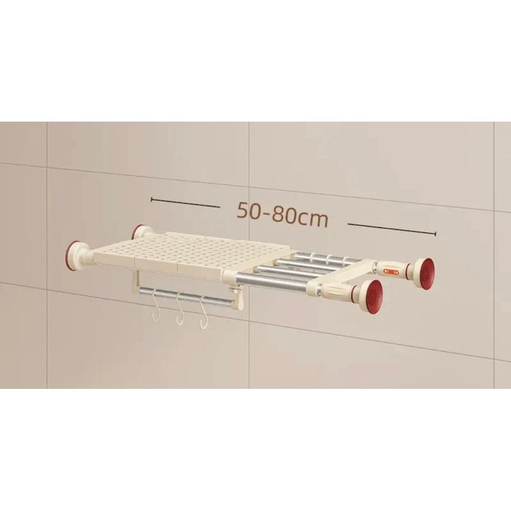 Trade Shop - Mensola Ripiano Telescopico Regolabile Con Ventose 50-80 Cm Per Armadi Pareti 8144 -
