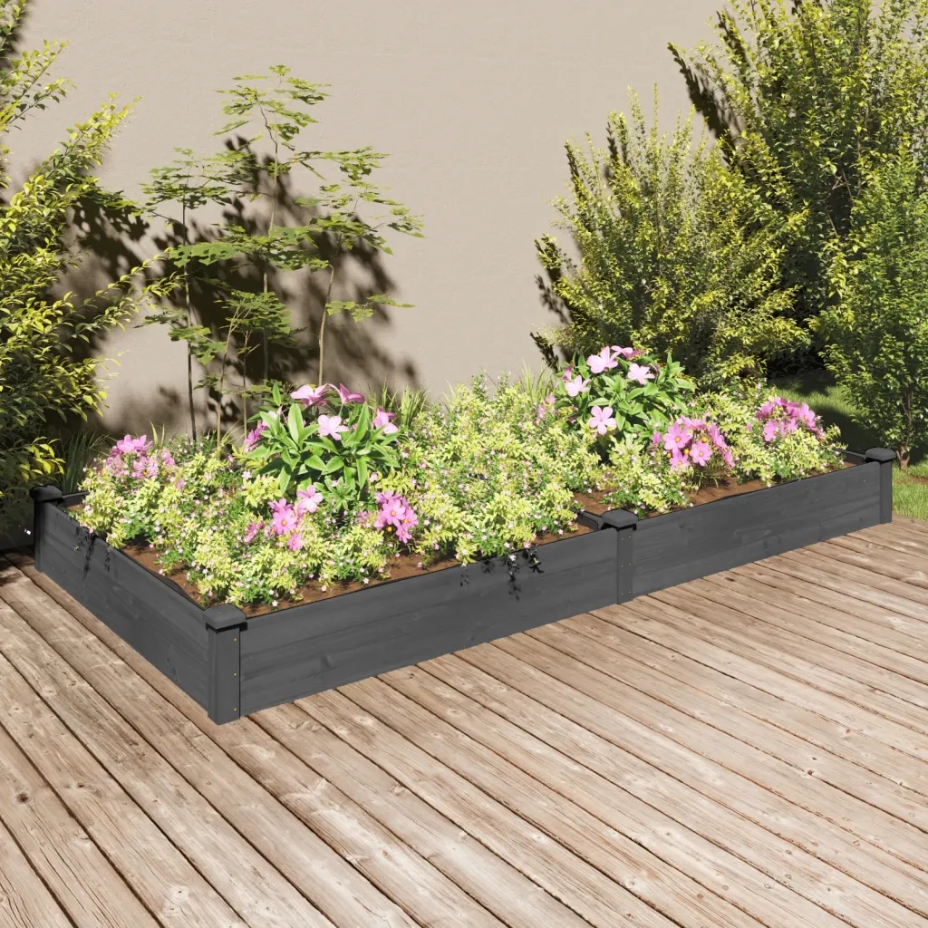Fioriera | Cassetta per fiori | Vaso Giardino con Fodera Grigia 240x120x25cm Massello Abete