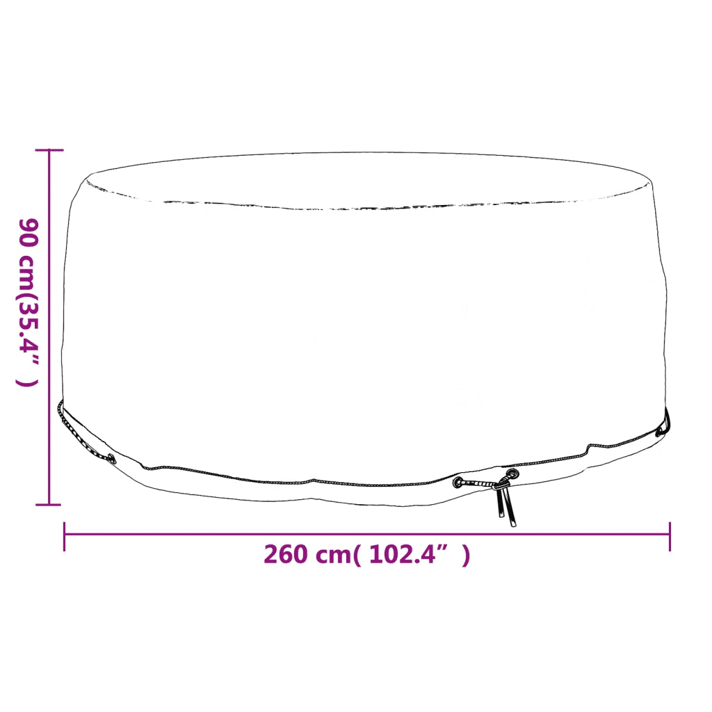 Copertura Mobili da Giardino | Telone per mobili da esterni con 10 Occhielli ?260x90cm Rotonda
