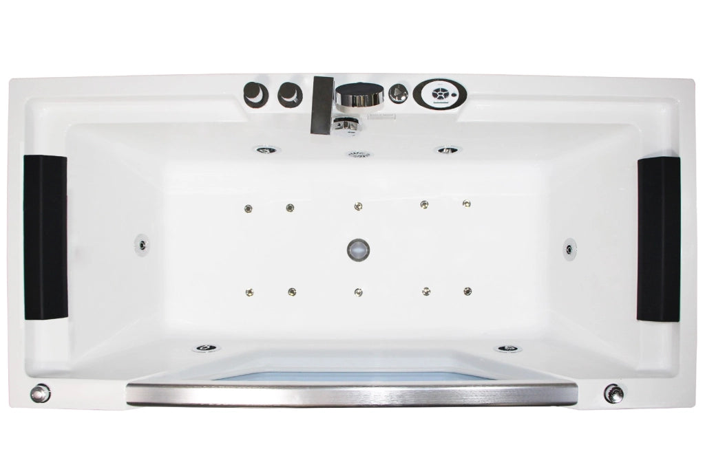 Vasca idromassaggio 170x80cm con vetro frontale riscaldatore e airbubble Sicorage Oblega