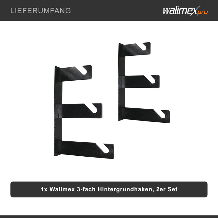 Walimex gancio per sfondo a 3 pieghe, set da 2