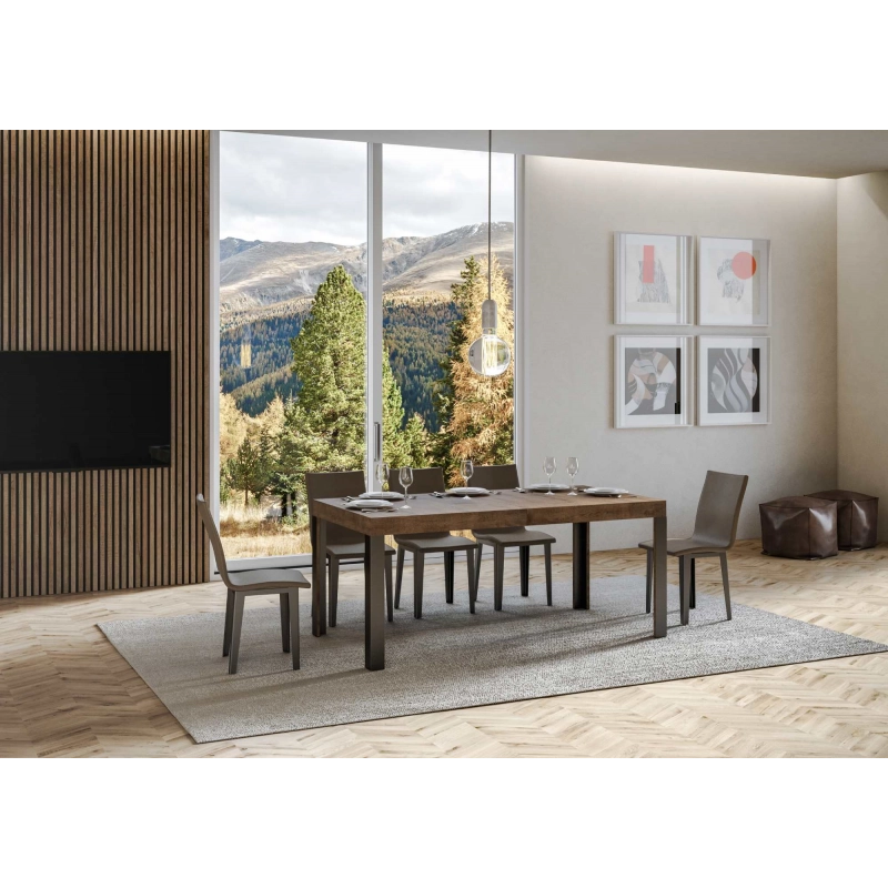 Tavolo allungabile 90x160/264 cm Linea telaio Antracite - Noce