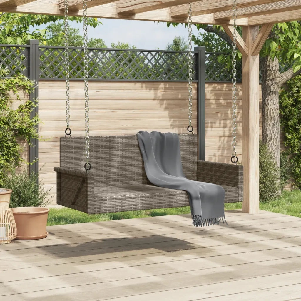 Panca da Giardino | Panchina Dondolo Grigia 119x56x48 cm in Polyrattan