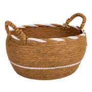 Navicella in fibra naturale intrecciata a mano marrone 30x18x26h