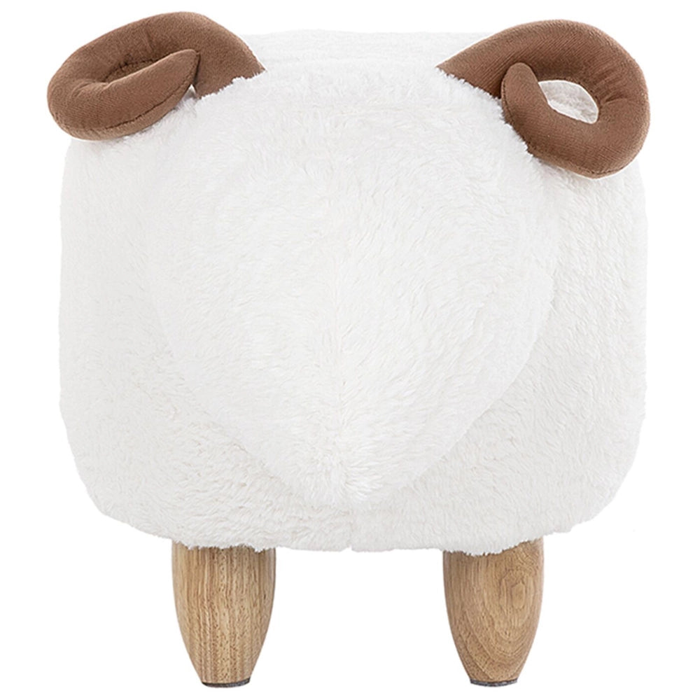 Sgabello per bambini Animale Agnello Poggiapiedi per asilo nido con gambe in legno imbottite in tessuto poliestere bianco