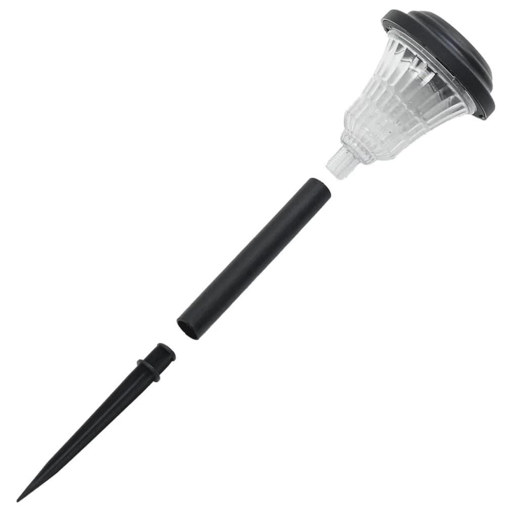 Set di 12 luci solari decorative da giardino 8,5 x 31 cm con accensione automatica stile moderno plastica nera 02_0056664