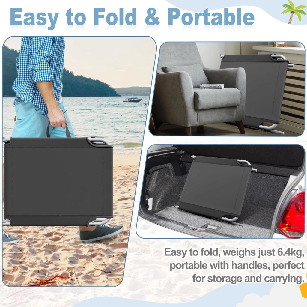 Sedia a sdraio pieghevole da giardino con schienale e poggiapiedi regolabili, portatile, da giardino, da spiaggia, per giardino, terrazza, spiaggia, grigio scuro