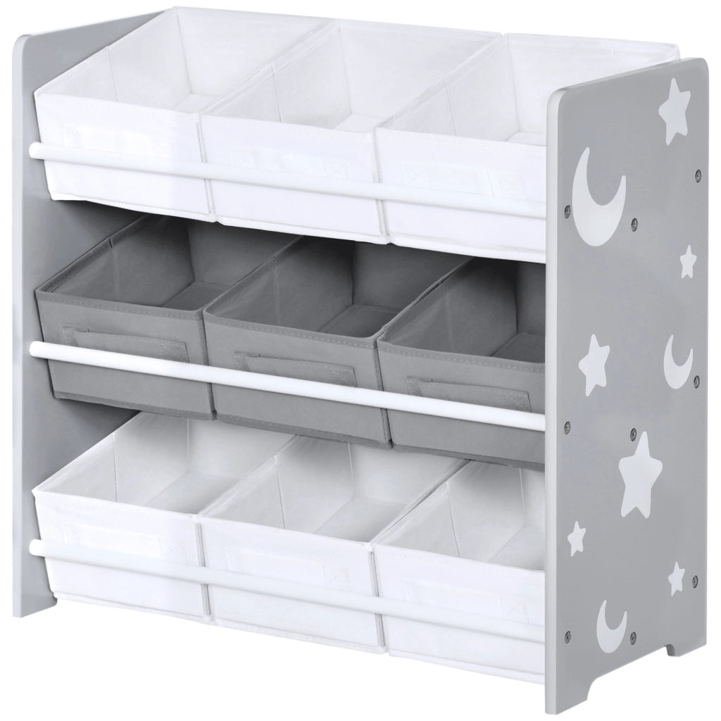 Cassettiera per Bambini con 9 Cestini ¨C zephmum ¨C Grigio e Bianco 63x30x60cm