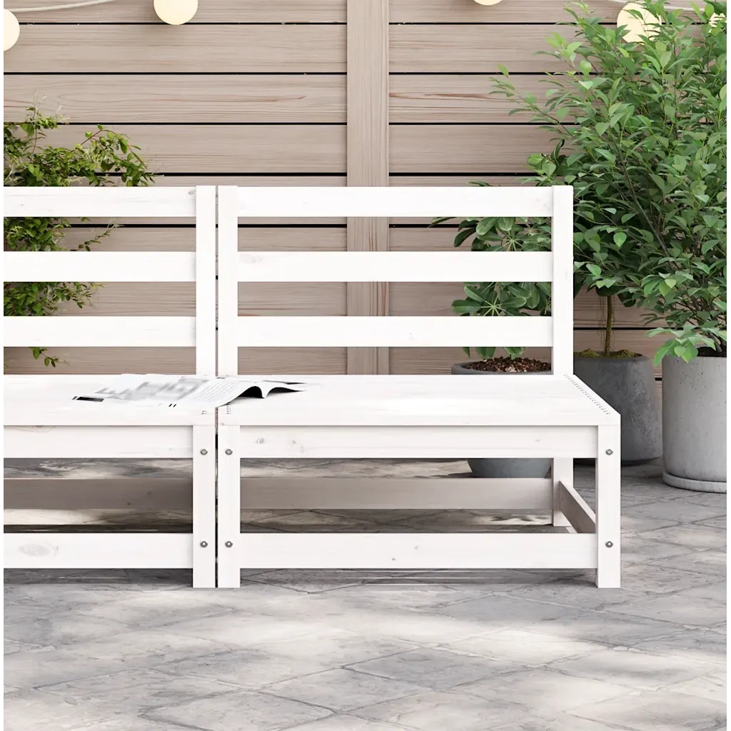 Divano Giardino Senza Braccioli-Sofa da Giardino-Divanetto da esterno Bianco 70x70x67cm Massello Pino