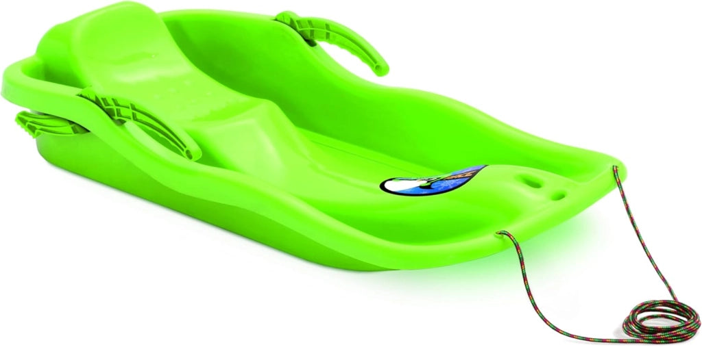 Verde Slitta Race Snow Glitter di plastica, con Corda di trazione e Freni sterzo