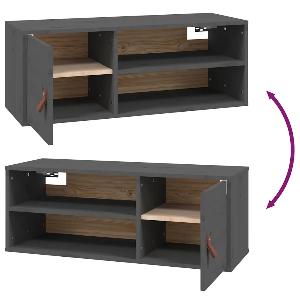 Pensile Grigio 80x30x30 cm in Legno Massello di Pino 818389
